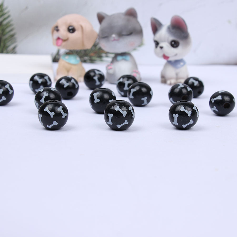 Wholesale 20pcs Dog Feet Bone Head Pet Wooden Beads